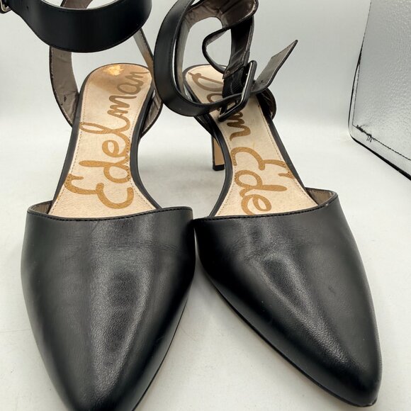 ✨ Sam Edelman “Okala” Black Leather Ankle Strap D’Orsay Heels – Size 8 – - Picture 4 of 12